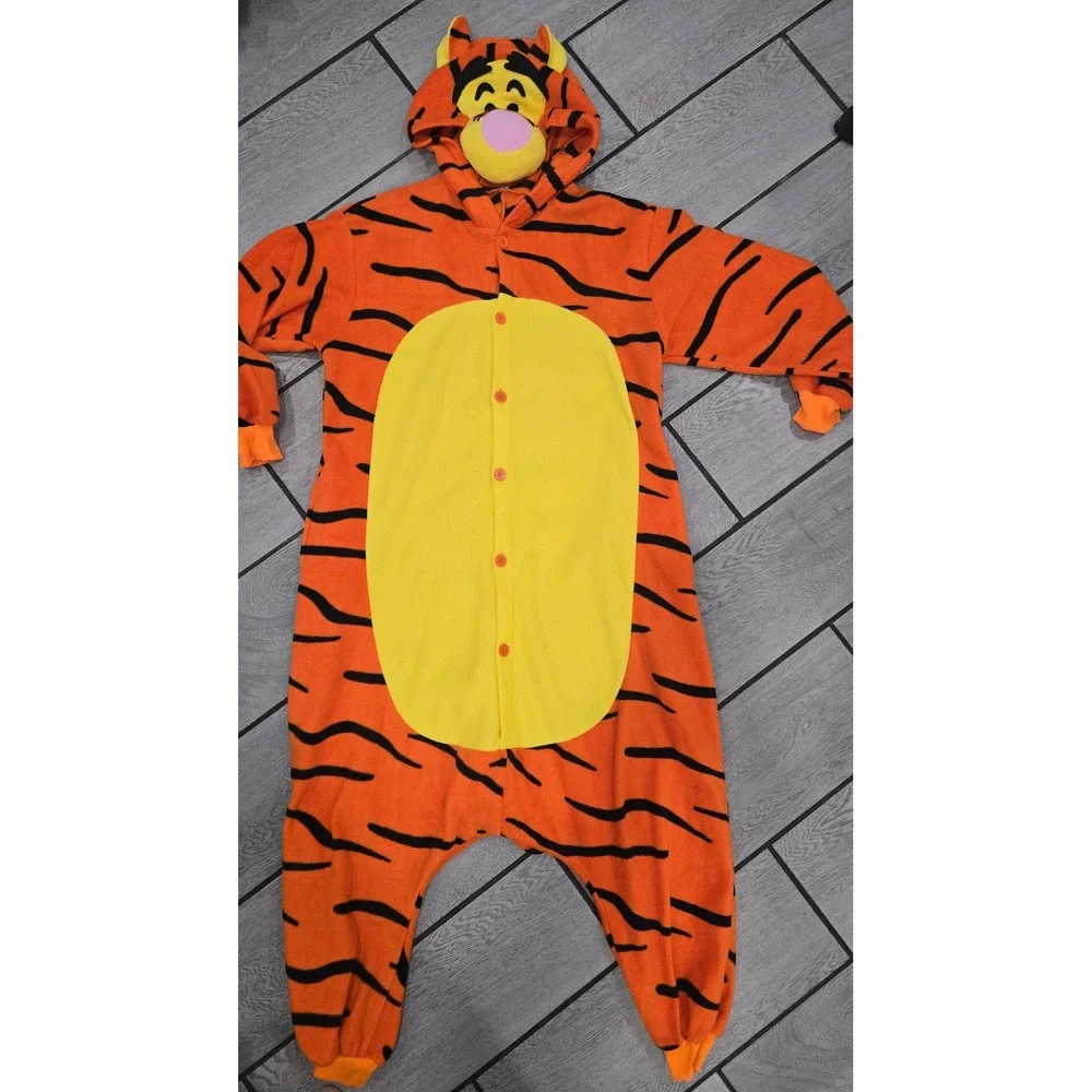Tigger Winnie the Pooh Fleece Character Union Suit Pajamas Orange Small